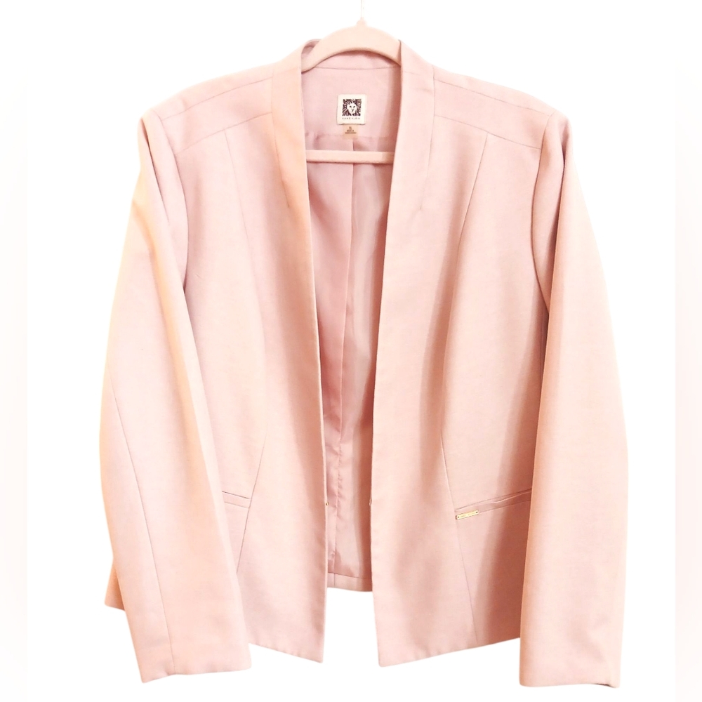 Anne Klein Women's Cropped Stand Collar Jacket Pink- Size XL EUC